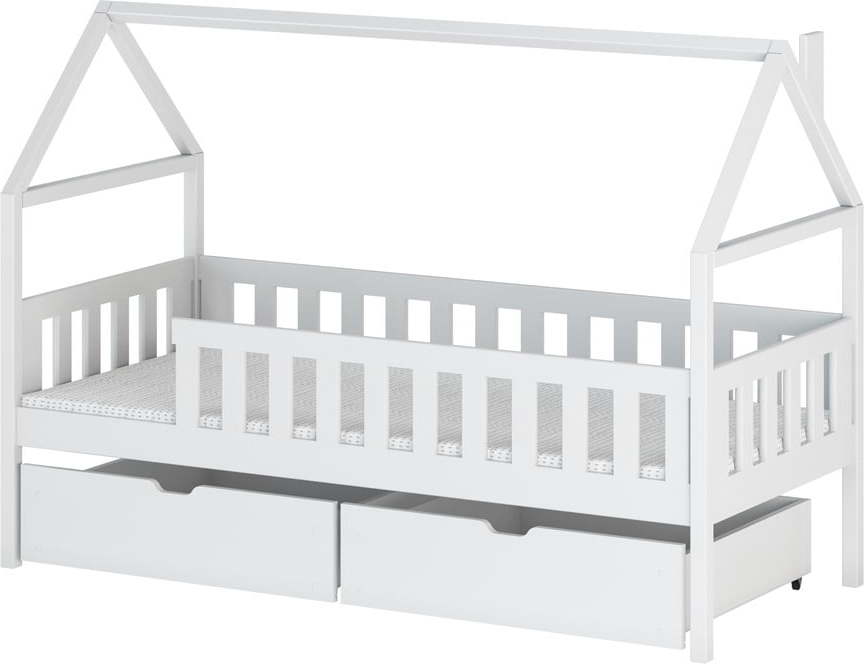 Bílá domečková dětská postel s úložným prostorem 70x160 cm Domi - Lano Meble Lano Meble