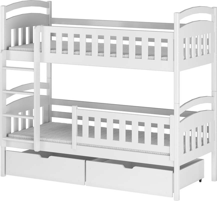 Bílá patrová dětská postel s úložným prostorem 80x200 cm Ignas - Lano Meble Lano Meble