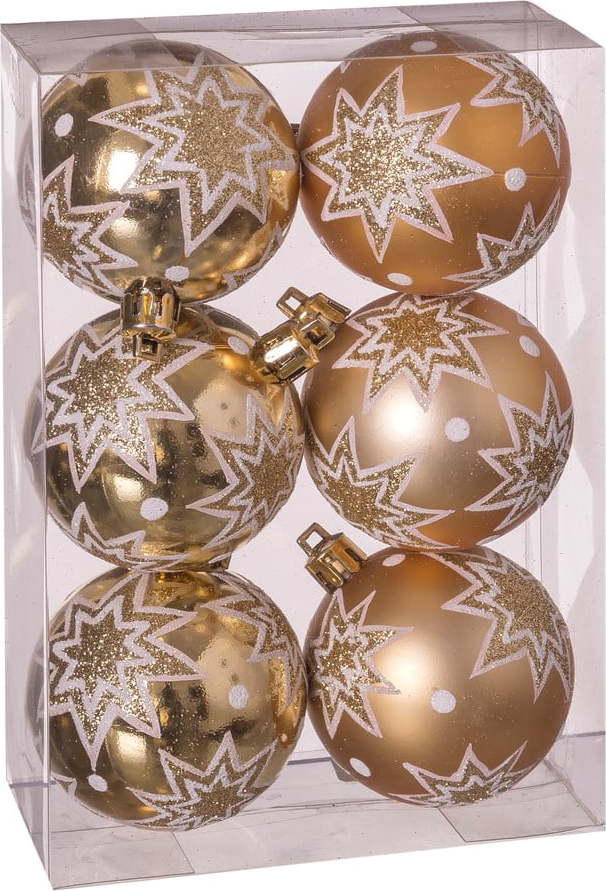Sada 6 vánočních ozdob ve zlaté barvě Unimasa Estrellas