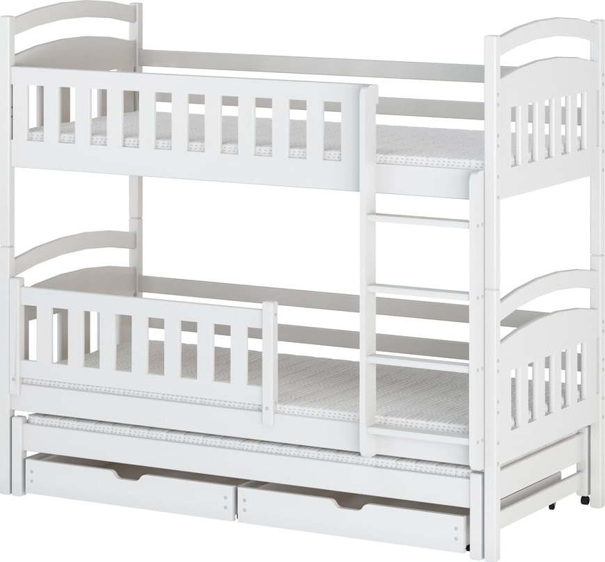 Bílá patrová dětská postel s úložným prostorem 90x190 cm Blanka - Lano Meble Lano Meble