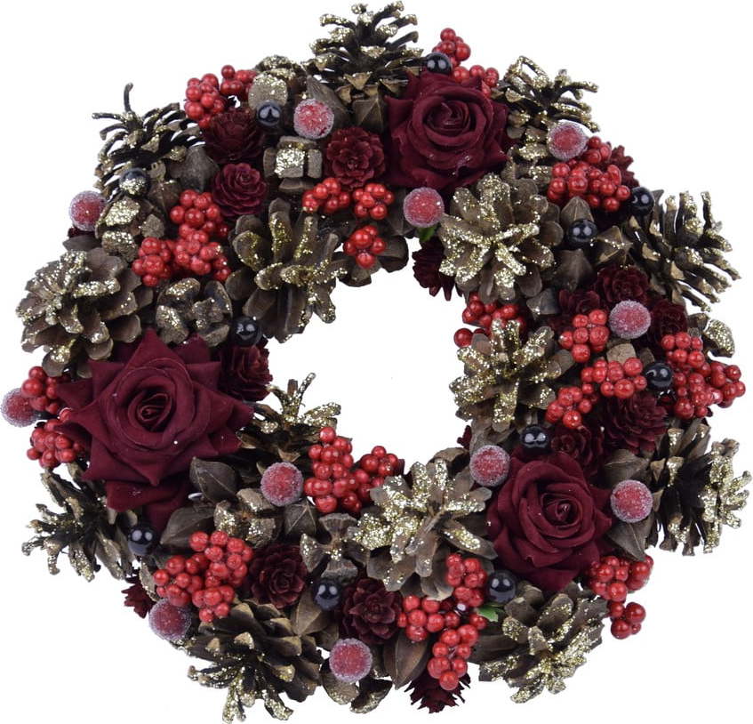 Vánoční přírodní věnec s růžemi Ego Dekor Pine