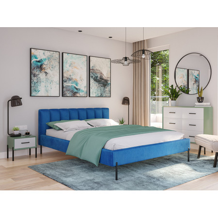 Čalouněná postel MILAN rozměr 140x200 cm Modrá TT-FURNITURE