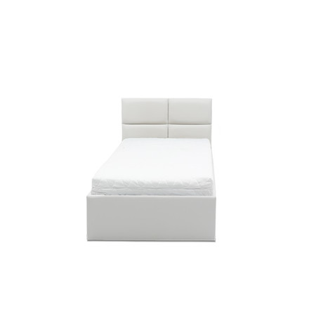 Čalouněná postel MONOS II s matrací rozměr 140x200 cm - Eko-kůže Bílá eko-kůže Bonelová matrace Signal-nabytek