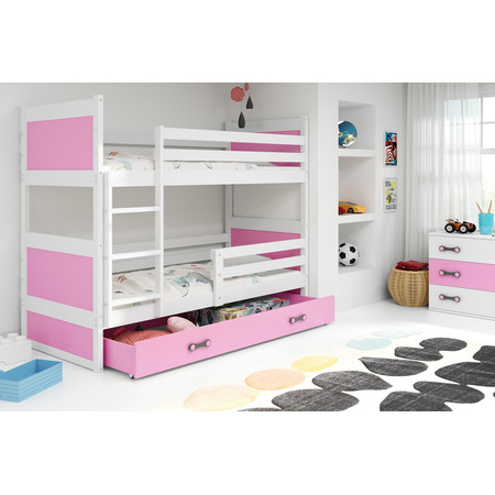 Dětská patrová postel RICO 160x80 cm Ružové Bílá BMS