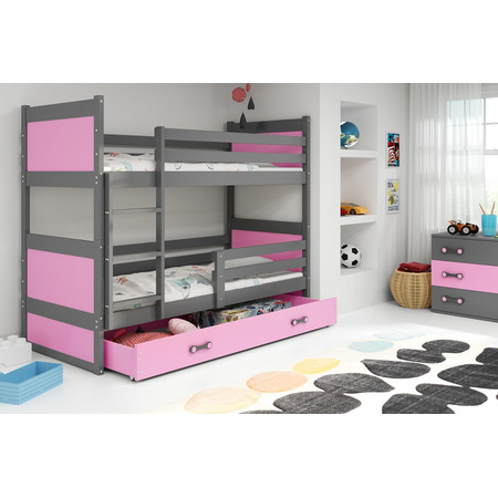 Dětská patrová postel RICO 190x80 cm Ružové Šedá BMS