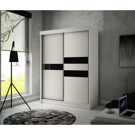 Kvalitní Šatní Skříň Arrow 150 cm Černý Mat/Bílý Mat Vanilka Furniture