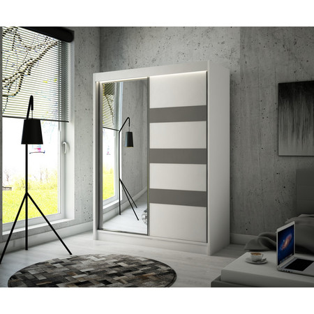 Kvalitní Šatní Skříň Lotse 250 cm Černý Mat-Bílý Mat Černá Furniture