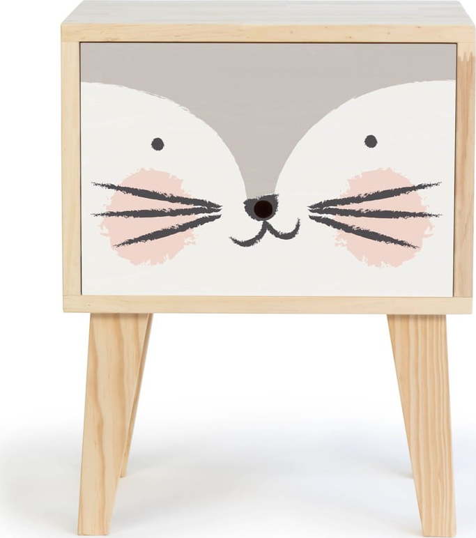 Dětský noční stolek z borovicového dřeva The Wild Hug Kitten The Wild Hug