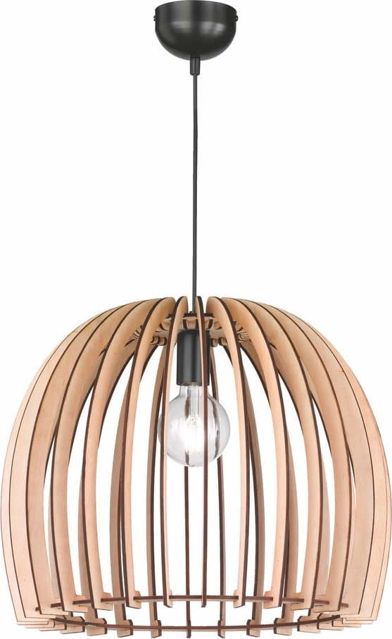 Krémově béžové závěsné svítidlo ze dřeva a kovu Trio Wood