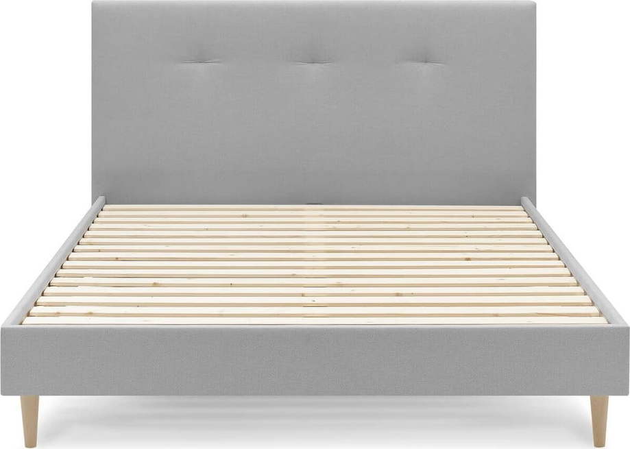 Světle šedá čalouněná dvoulůžková postel s roštem 180x200 cm Tory - Bobochic Paris Bobochic Paris