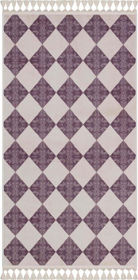 Fialovo-béžový pratelný koberec běhoun 300x80 cm - Vitaus Vitaus