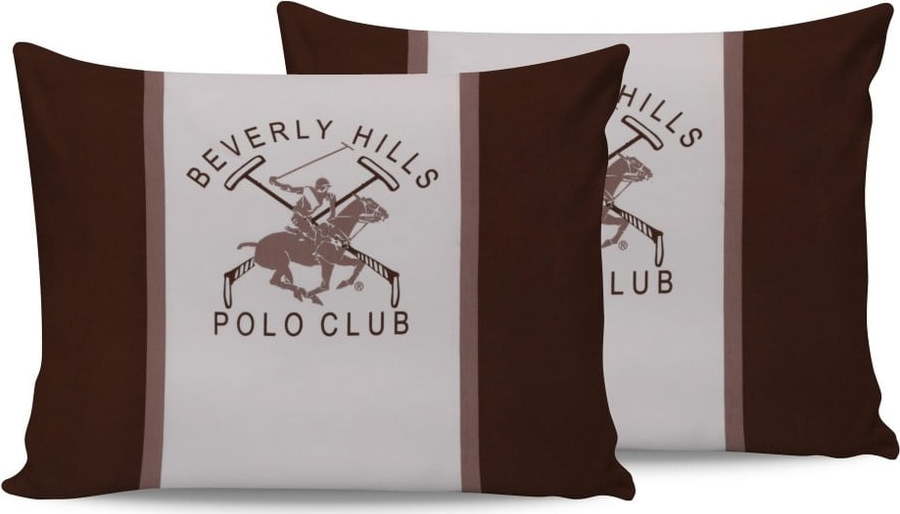 Sada 2 bavlněných povlaků na polštářky Polo Club Brown