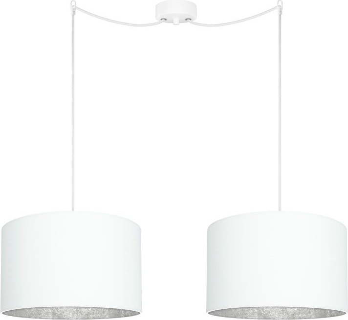 Bílé dvojramenné závěsné svítidlo s detaily ve stříbrné barvě Sotto Luce Mika Elementary