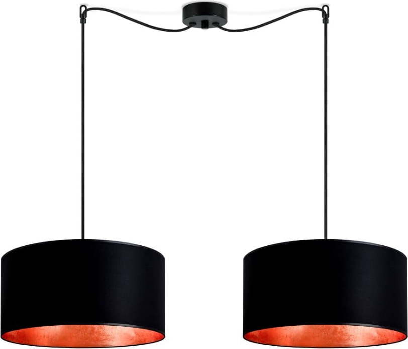 Černé dvouramenné závěsné svítidlo s vnitřkem v měděné barvě Sotto Luce Mika Sotto Luce