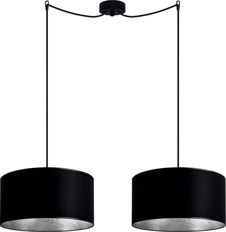 Černé závěsné dvouramenné svítidlo s vnitřkem ve stříbrné barvě Sotto Luce Mika