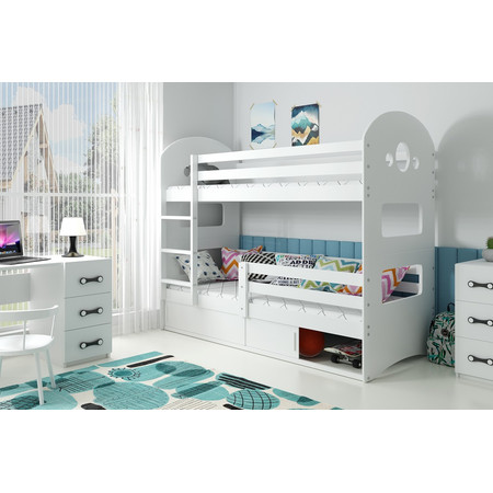 Dětská patrová postel DOMINIK s úložným prostorem 80x190 cm - bílá Bílá BMS
