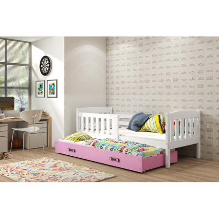 Dětská postel KUBUS s výsuvnou postelí 90x200 cm - bílá Ružové BMS