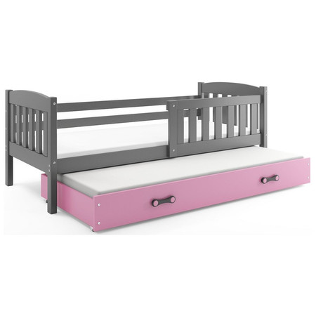 Dětská postel KUBUS s výsuvnou postelí 90x200 cm - grafit Ružové BMS