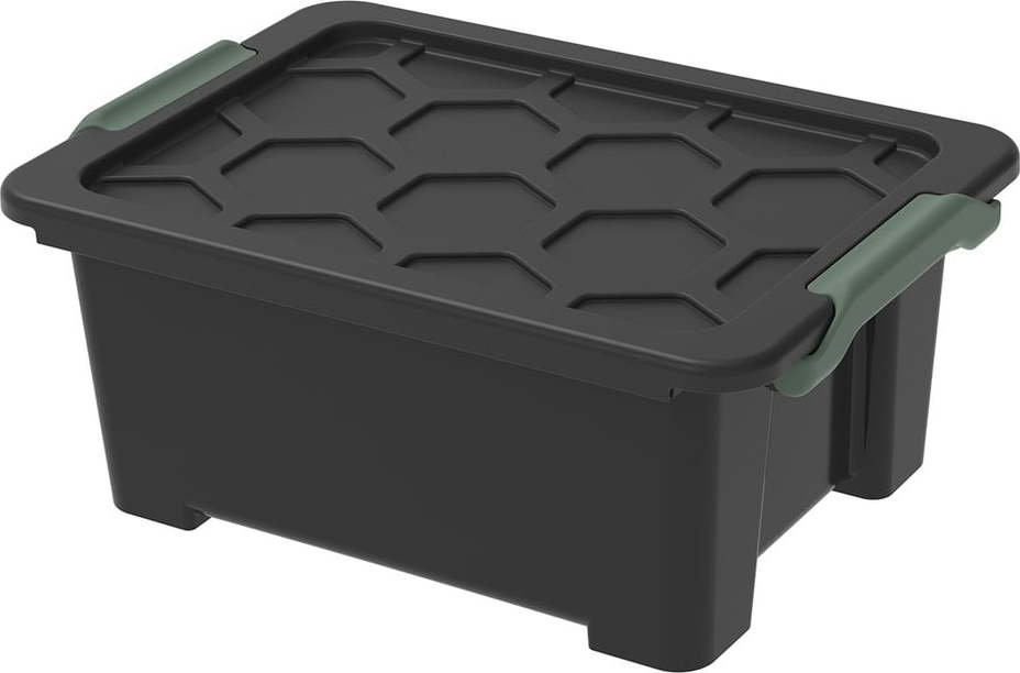 Leskle černý plastový úložný box s víkem Evo Safe - Rotho ROTHO