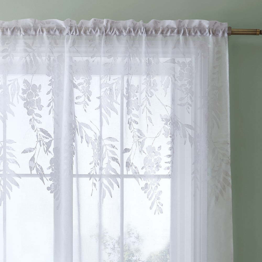 Bílá záclona 229x140 cm Wisteria Floral - Catherine Lansfield Catherine Lansfield