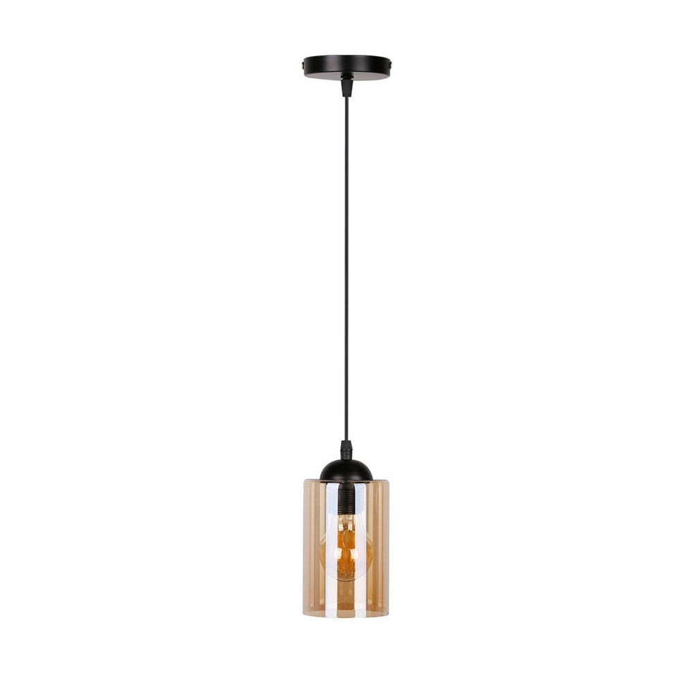 Černé závěsné svítidlo se skleněným stínidlem ø 10 cm Bistro – Candellux Lighting Candellux Lighting