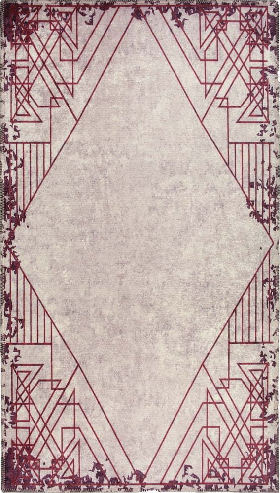 Červeno-krémový pratelný koberec běhoun 200x80 cm - Vitaus Vitaus