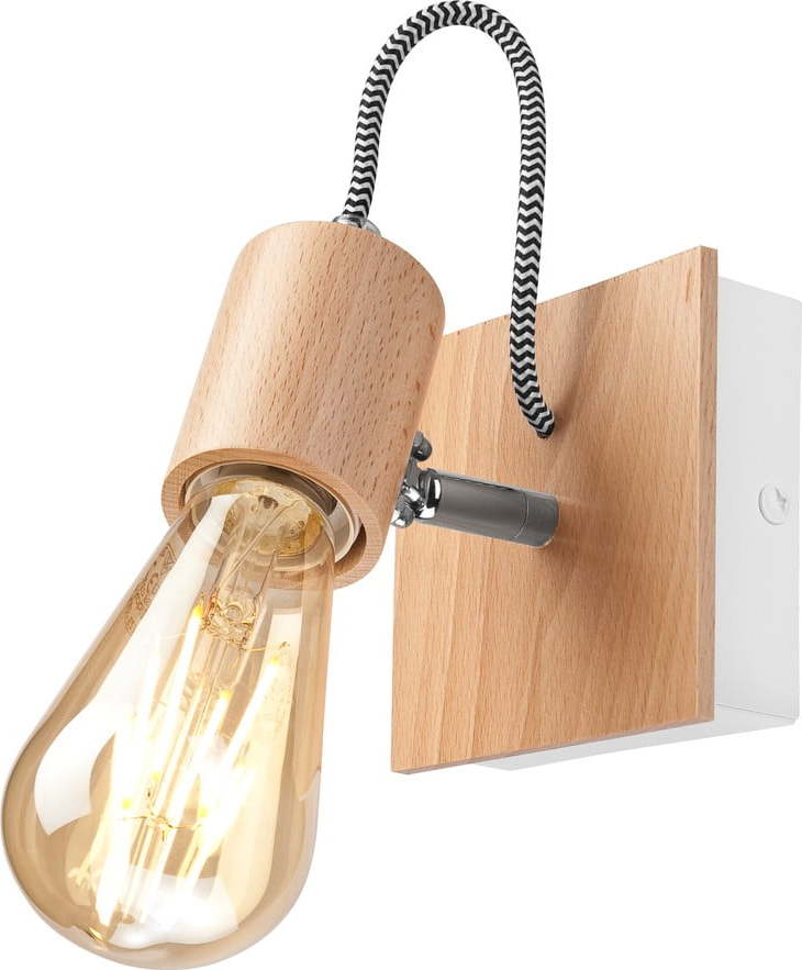 Dřevěná nástěnná lampa s bílým detailem LAMKUR Gustavo LAMKUR