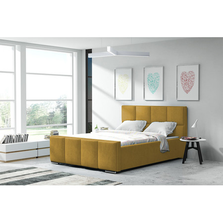 Postel OLIVIA 13 STANDARD 90x200 cm - stříbrné nohy Žlutá Signal-nabytek