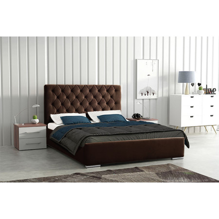 Postel RYAN 06+2 STANDARD 140x200 cm +2 - stříbrné nohy Tmavě hnědá Signal-nabytek
