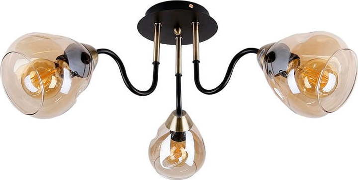 Stropní svítidlo se skleněným stínidlem v černo-zlaté barvě Unica – Candellux Lighting Candellux Lighting