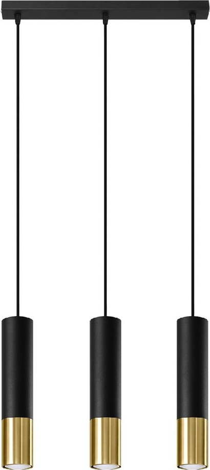 Závěsné svítidlo s kovovým stínidlem v černo-zlaté barvě 45x6 cm Longbot - Nice Lamps Nice Lamps