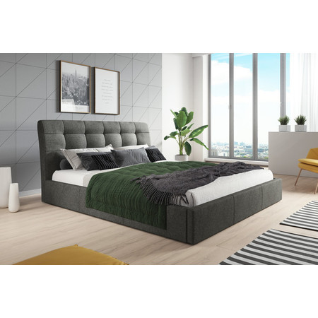 Čalouněná postel ADLO rozměr 160x200 cm Tmavě šedá TT-FURNITURE