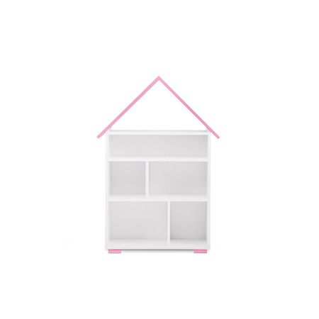 Regál PABIS domeček -  bílá/růžová SG-nábytek