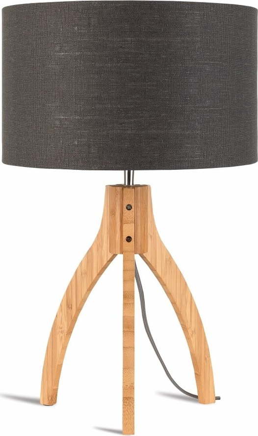 Stolní lampa s tmavě šedým stínidlem a konstrukcí z bambusu Good&Mojo Annapurna Good&Mojo