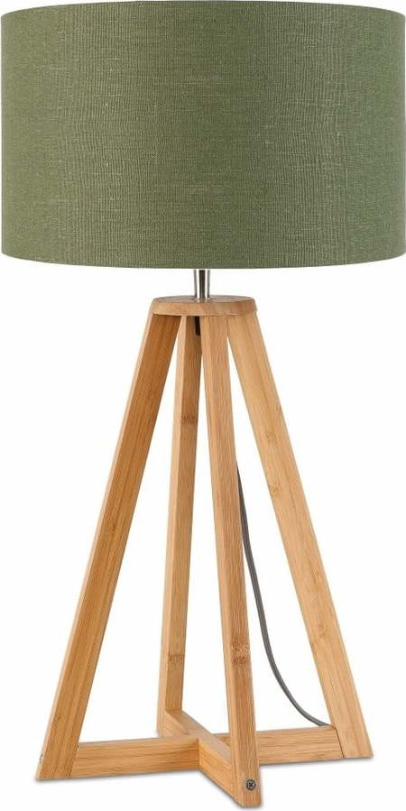 Stolní lampa se zeleným stínidlem a konstrukcí z bambusu Good&Mojo Everest Good&Mojo