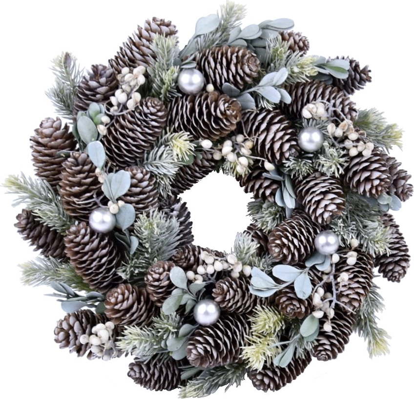 Stříbrný vánoční přírodní věnec Ego Dekor Pine