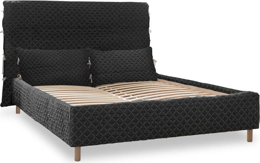 Černá čalouněná dvoulůžková postel s roštem 180x200 cm Sleepy Luna – Miuform Miuform
