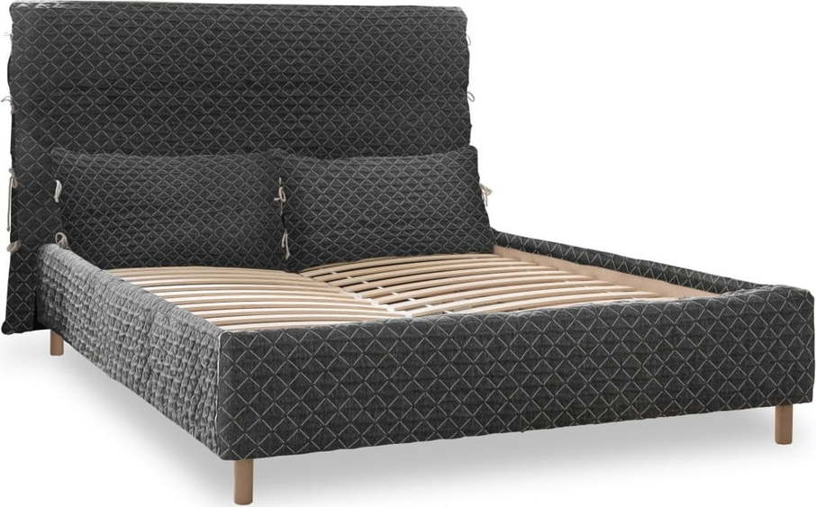 Šedá čalouněná dvoulůžková postel s roštem 140x200 cm Sleepy Luna – Miuform Miuform