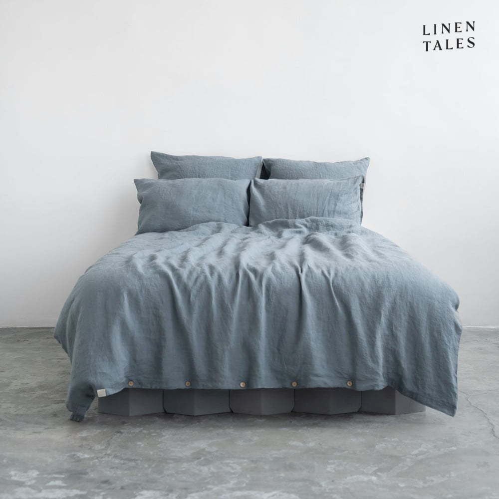 Světle modré lněné povlečení na dvoulůžko 200x200 cm – Linen Tales Linen Tales