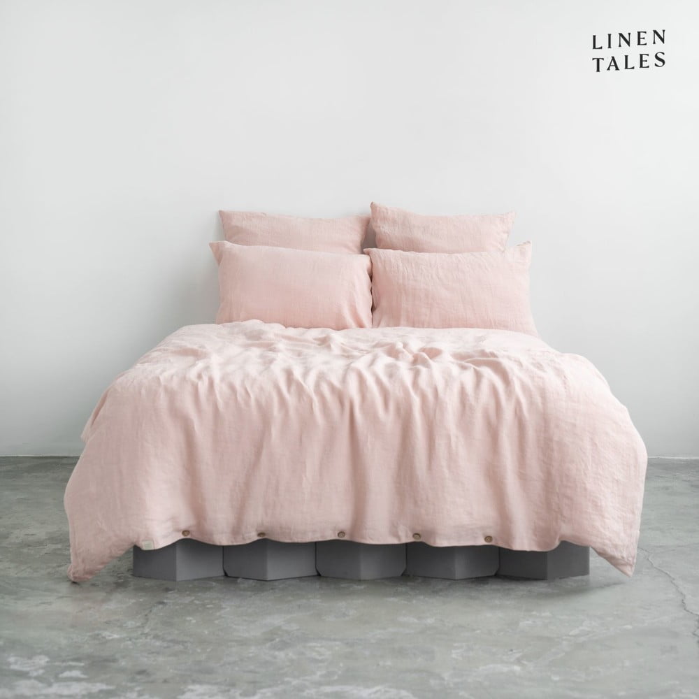 Světle růžové lněné povlečení na dvoulůžko 200x200 cm – Linen Tales Linen Tales
