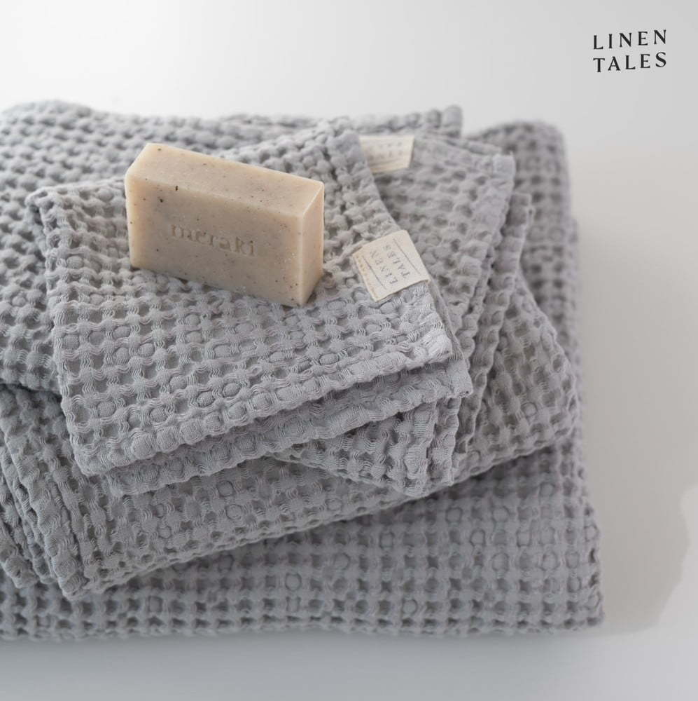 Světle šedý ručník 50x70 cm Honeycomb – Linen Tales Linen Tales