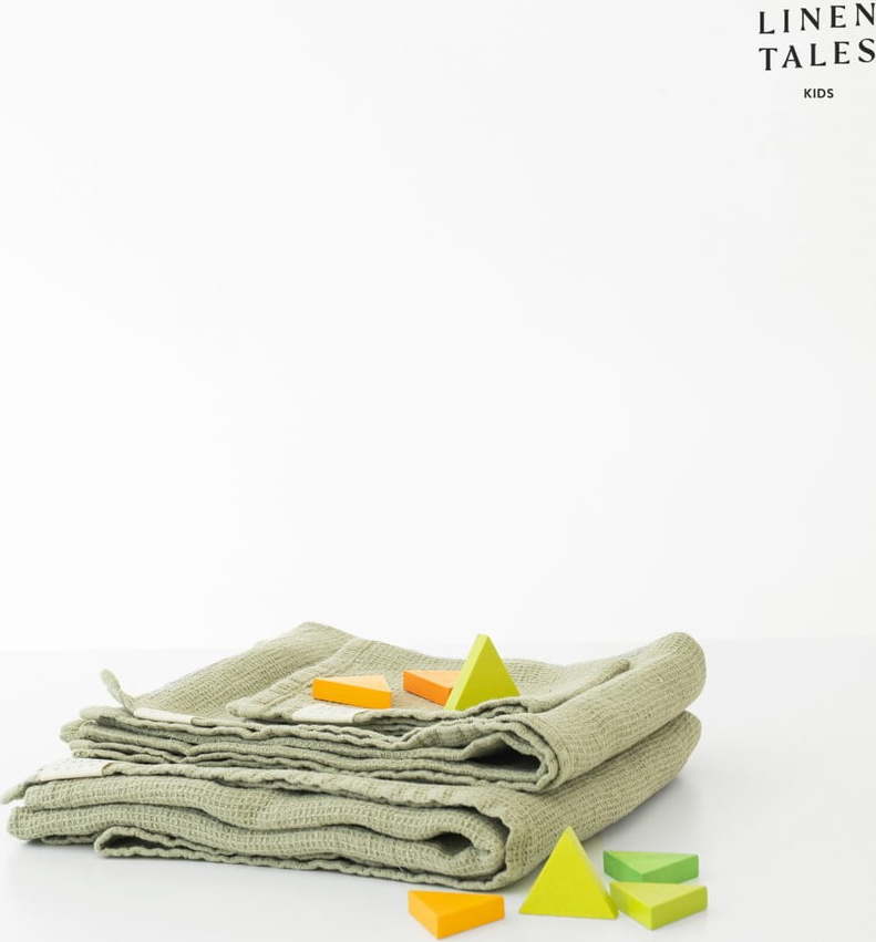 Světle zelená lněná dětská osuška 45x90 cm – Linen Tales Linen Tales