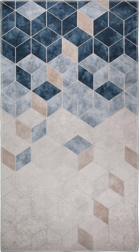 Tmavě modro-krémový pratelný koberec 150x80 cm - Vitaus Vitaus