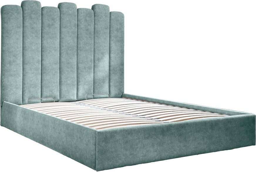 Tyrkysová čalouněná dvoulůžková postel s úložným prostorem s roštem 180x200 cm Dreamy Aurora – Miuform Miuform