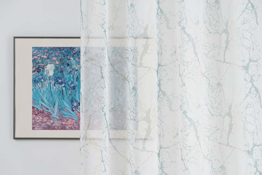 Krémovo-tyrkysová záclona 140x260 cm Mizar – Mendola Fabrics Mendola Fabrics