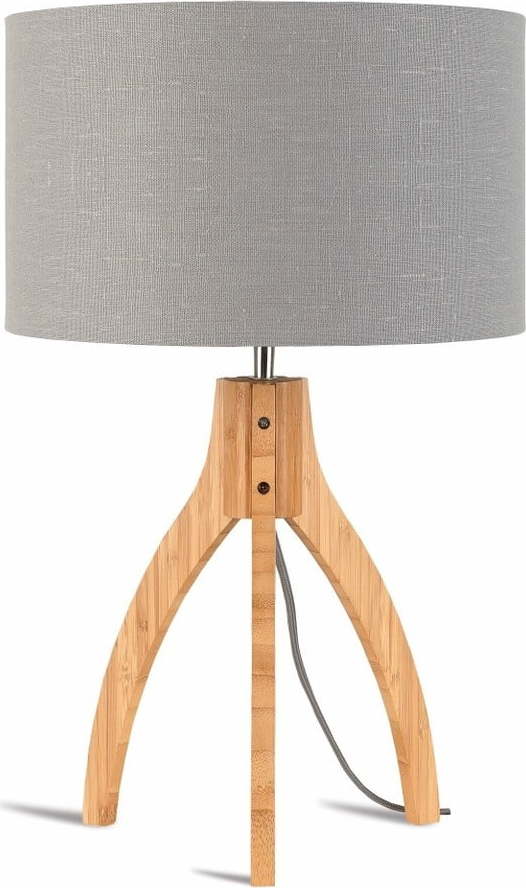 Stolní lampa se světle šedým stínidlem a konstrukcí z bambusu Good&Mojo Annapurna Good&Mojo