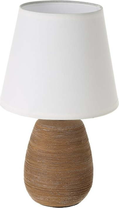 Hnědá keramická stolní lampa s textilním stínidlem (výška 27