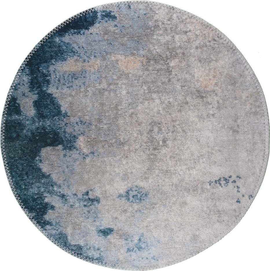 Modro-šedý pratelný kulatý koberec ø 120 cm – Vitaus Vitaus