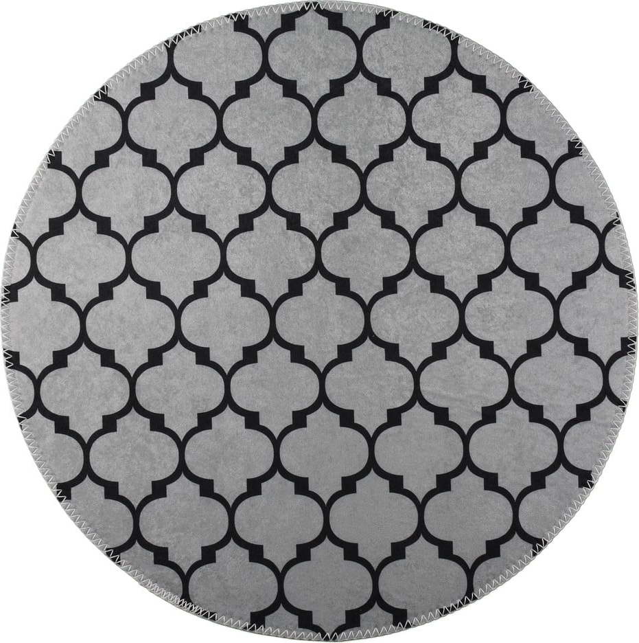 Tmavě šedý pratelný kulatý koberec ø 120 cm – Vitaus Vitaus