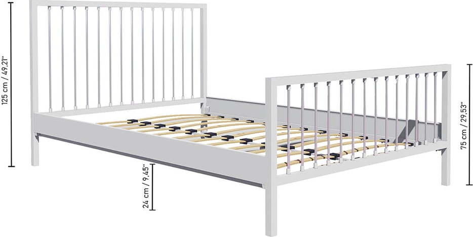 Bílá kovová dvoulůžková postel s roštem 180x200 cm Breeze – Kalune Design Kalune Design